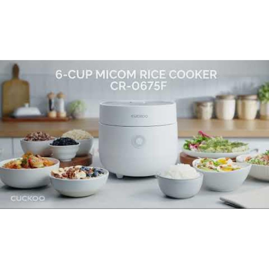 CUCKOO Micom Rice Cooker 6-Cup Uncooked / 12-Cup Cooked with Nonstick Inner Pot, Versatile Rice Maker with 9 Menu Options, Fuzzy Logic Technology, Auto Clean, Quick Rice Mode, Gray (CR-0675FG)