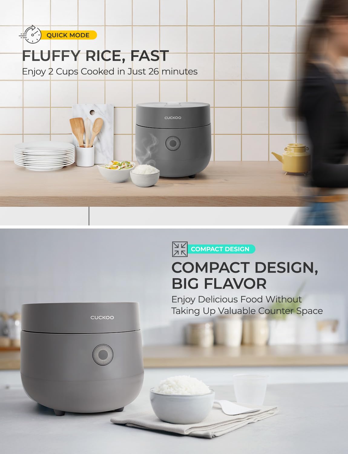 CUCKOO Micom Rice Cooker 6-Cup Uncooked / 12-Cup Cooked with Nonstick Inner Pot, Versatile Rice Maker with 9 Menu Options, Fuzzy Logic Technology, Auto Clean, Quick Rice Mode, Gray (CR-0675FG)