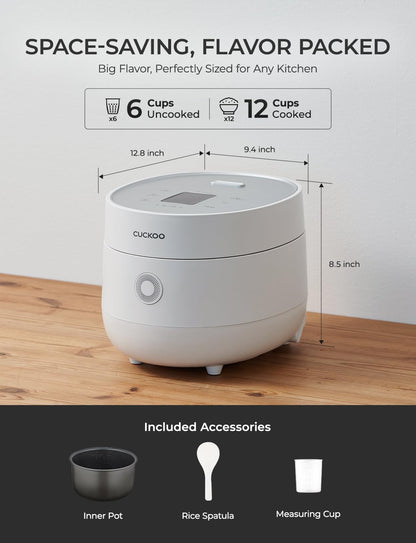 CUCKOO Micom Rice Cooker 6-Cup Uncooked / 12-Cup Cooked with Nonstick Inner Pot, Versatile Rice Maker with 9 Menu Options, Fuzzy Logic Technology, Auto Clean, Quick Rice Mode, Gray (CR-0675FG)