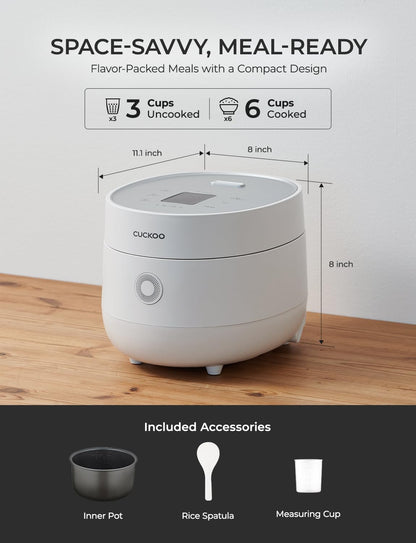 CUCKOO Micom Rice Cooker 6-Cup Uncooked / 12-Cup Cooked with Nonstick Inner Pot, Versatile Rice Maker with 9 Menu Options, Fuzzy Logic Technology, Auto Clean, Quick Rice Mode, Gray (CR-0675FG)