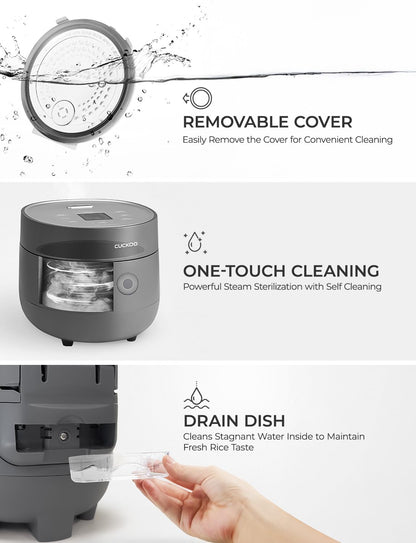 CUCKOO Micom Rice Cooker 6-Cup Uncooked / 12-Cup Cooked with Nonstick Inner Pot, Versatile Rice Maker with 9 Menu Options, Fuzzy Logic Technology, Auto Clean, Quick Rice Mode, Gray (CR-0675FG)