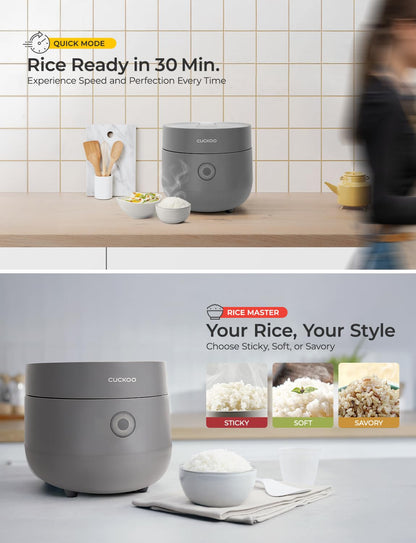 CUCKOO Micom Rice Cooker 6-Cup Uncooked / 12-Cup Cooked with Nonstick Inner Pot, Versatile Rice Maker with 9 Menu Options, Fuzzy Logic Technology, Auto Clean, Quick Rice Mode, Gray (CR-0675FG)