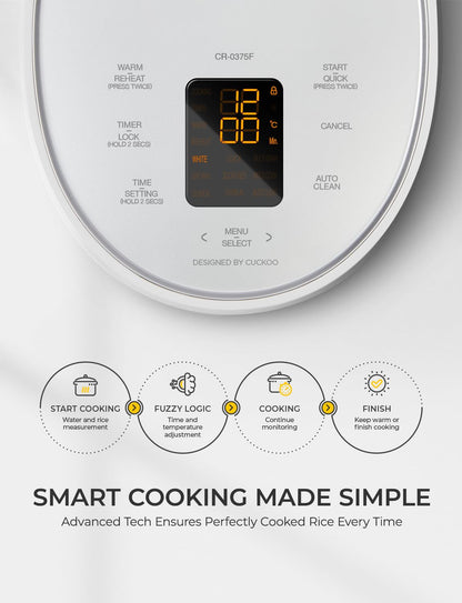 CUCKOO Micom Rice Cooker 6-Cup Uncooked / 12-Cup Cooked with Nonstick Inner Pot, Versatile Rice Maker with 9 Menu Options, Fuzzy Logic Technology, Auto Clean, Quick Rice Mode, Gray (CR-0675FG)