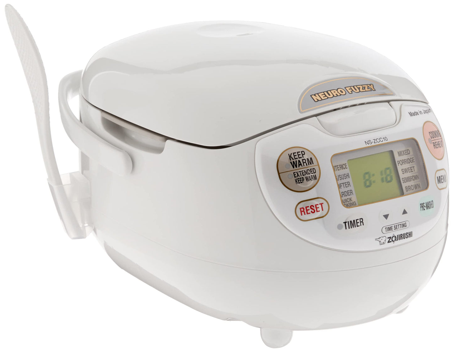 Zojirushi NS-ZCC10 Neuro Fuzzy Rice Cooker and Warmer 5.5 Cup, Premium White - Advanced Micom Technology