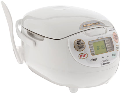 Zojirushi NS-ZCC10 Neuro Fuzzy Rice Cooker and Warmer 5.5 Cup, Premium White - Advanced Micom Technology