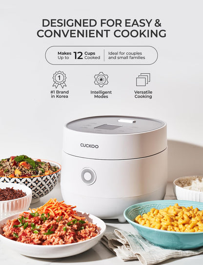 CUCKOO Micom Rice Cooker 6-Cup Uncooked / 12-Cup Cooked with Nonstick Inner Pot, Versatile Rice Maker with 9 Menu Options, Fuzzy Logic Technology, Auto Clean, Quick Rice Mode, Gray (CR-0675FG)