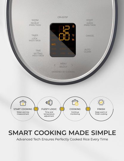 CUCKOO Micom Rice Cooker 6-Cup Uncooked / 12-Cup Cooked with Nonstick Inner Pot, Versatile Rice Maker with 9 Menu Options, Fuzzy Logic Technology, Auto Clean, Quick Rice Mode, Gray (CR-0675FG)