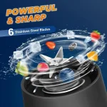 Phueut Portable Blender USB Rechargeable Mini Blender with 6 Blades, 380mL Traveling Fruit Juicer Cup for Shakes and Smoothies - Image 3