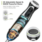 Bonsenkitchen Immersion Blender, 20 Variable Speeds & Turbo, 4-In-1 Stainless Steel Handheld Blender Stick Mixer with Egg Whisk, Beaker & Chopper Bowl electric mixer - Image 4