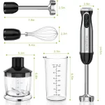 Bonsenkitchen Immersion Blender, 20 Variable Speeds & Turbo, 4-In-1 Stainless Steel Handheld Blender Stick Mixer with Egg Whisk, Beaker & Chopper Bowl electric mixer - Image 5