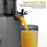 Pukomc 5.8" Wide Chute Cold Press Juicer with Auto Cut Mechanism High Yield Extraction Easy Lock System & 2 Cups for Fresh Whole Fruit Juices Stainless Steel Blender Usb Portable Blender - Image 6