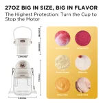 Prasky Portable Blender, Type-C Rechargeable blender, Mini Blender, Personal Blender for Fresh Juice, Smoothies & Protein Shakes with Extra Lid and Shoulder Strap, Dishwasher Safe Parts, Ideal for Gym/Travel/Kitchen/School/Driving - Image 8