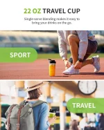 Professional Blender, 5 Functions Touchscreen Control Smoothie Blender for Smoothies,Frozen Drinks & Ice Cream, 1200W Countertop Blender with Travel Cup, , 52oz Glass Jar, for Ice Crushing/Sauce/Nut Butter/Soup - Image 8